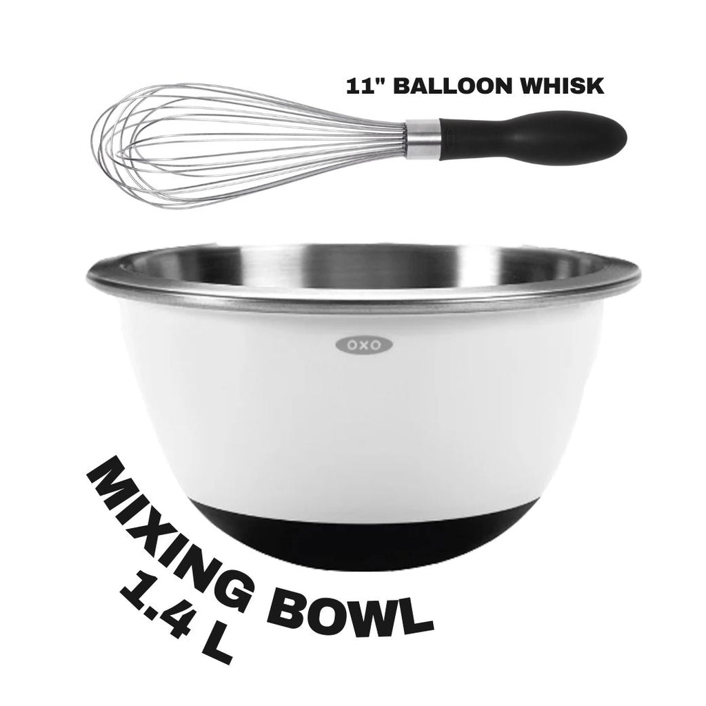 ชามผสม ขนาด 1.4 ลิตร + ที่ตีไข่ ยาว 11 นิ้ว l OXO GG Stainless Steel Mixing Bowl 1.4 L + 11" Balloon Whisk