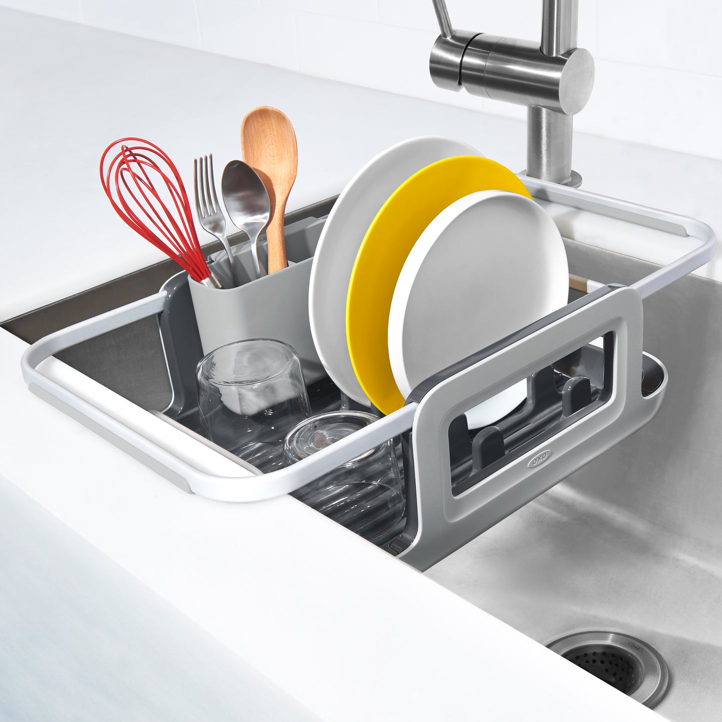 ที่ตากจาน แบบวางบนซิงค์อะลูมิเนียม l OXO GG Over-the-Sink Aluminum Dish Rack